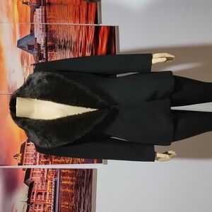 INC International Wool Blend Faux Fur Collar Outdoor Peacoat in size 12